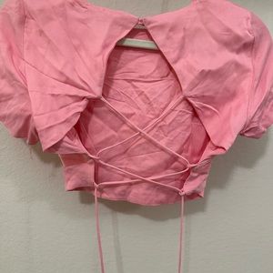 Cross Back Pink Crop